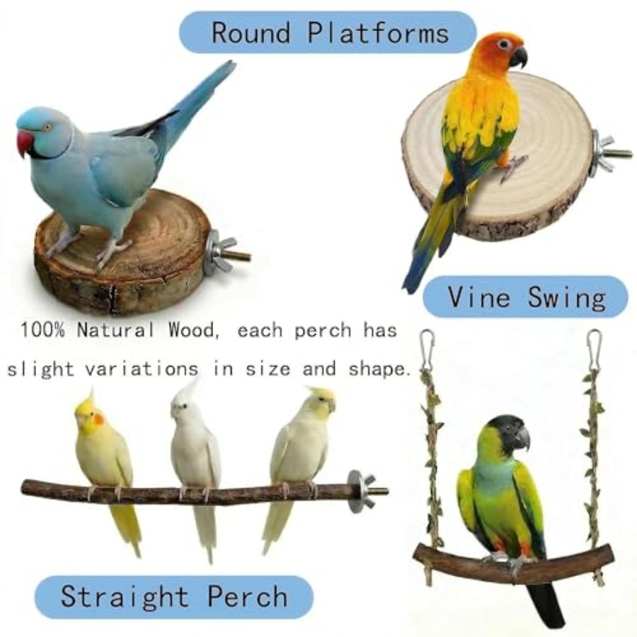 8PCS natural wood bird perches - Health & Wellness Therapy Center review and price